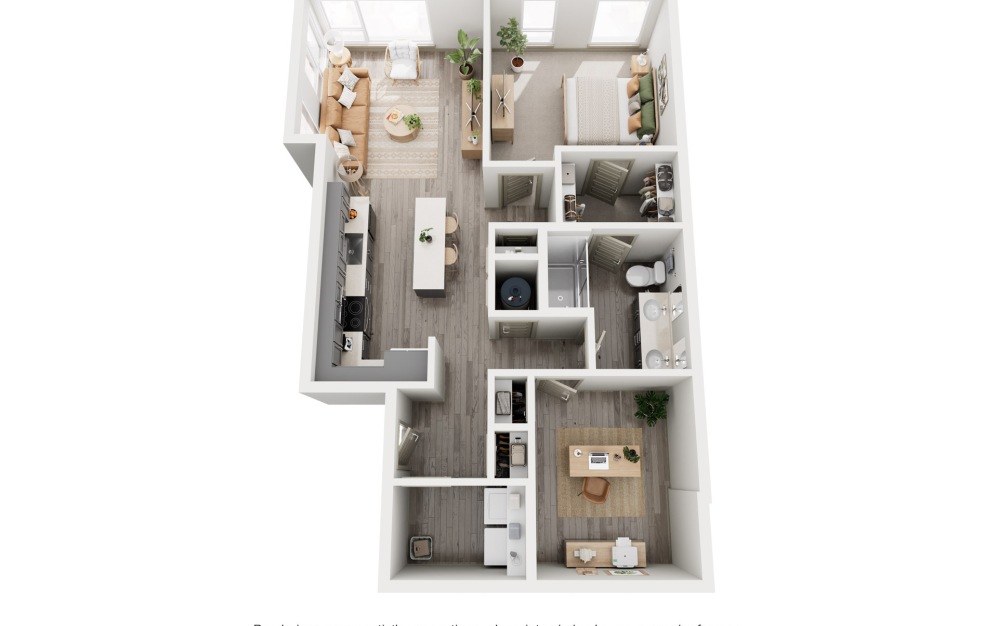 B4 - 1 bedroom floorplan layout with 1 bathroom and 923 square feet