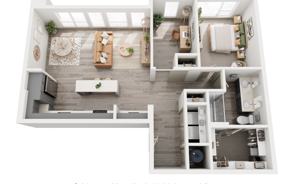 C3 - 1 bedroom floorplan layout with 1 bathroom and 1000 square feet
